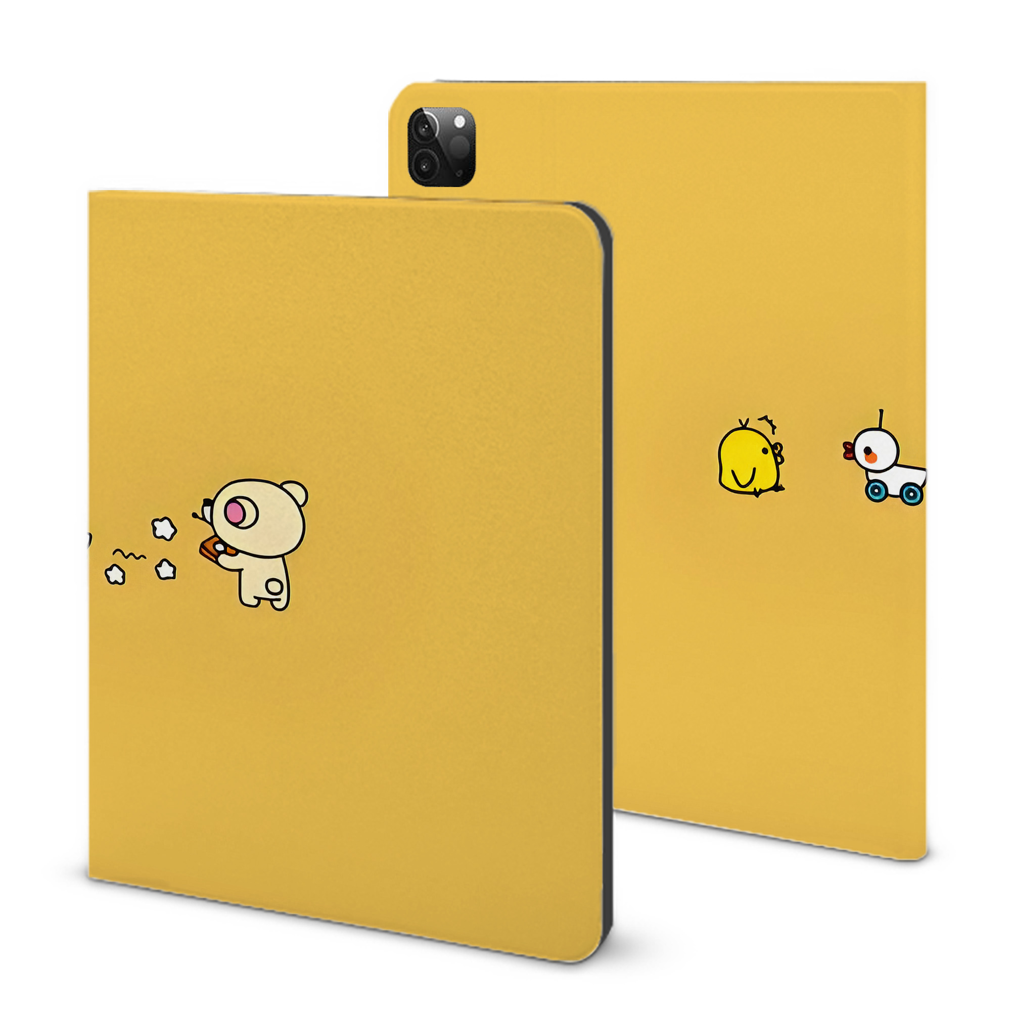 （画像用） リラックマ リラックマ キイロイトリ Rilakkuma Korilakkuma Kiiroitori IPadケース ペンホルダー付き ブックスタイルデザイン